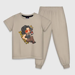 Пижама хлопковая детская Johnny Джонник Cyberpunk, цвет: миндальный