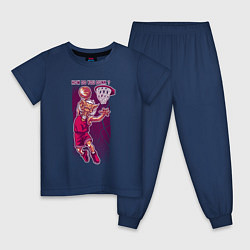 Пижама хлопковая детская Кабан баскетболист, цвет: тёмно-синий