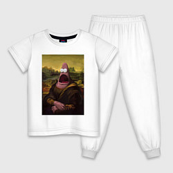 Пижама хлопковая детская Патрик Губка Боб Мона Лиза, цвет: белый