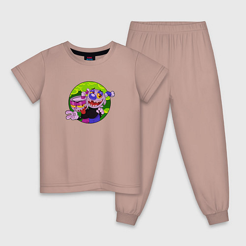 Детская пижама Плохие Парни Чашки Cuphead / Пыльно-розовый – фото 1