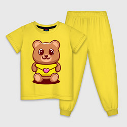 Пижама хлопковая детская Bear & Heart, цвет: желтый