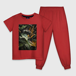 Пижама хлопковая детская Папоротник В Лесу, цвет: красный