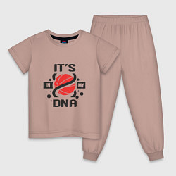 Пижама хлопковая детская ДНК - Баскетбол, цвет: пыльно-розовый