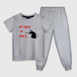 Пижама хлопковая детская Banksy - крыса надпись, цвет: меланж