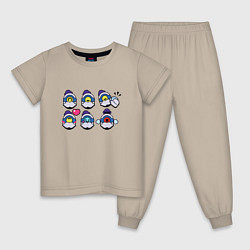 Пижама хлопковая детская Значки на Барли Пины Бравл Старс, цвет: миндальный