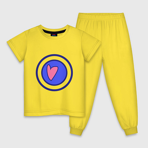 Детская пижама Сердце в круге с обводкой / Желтый – фото 1