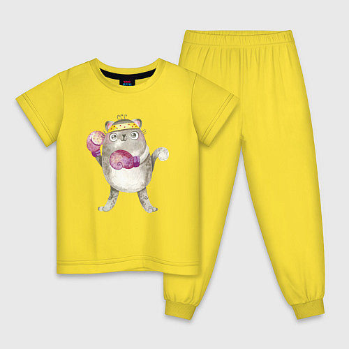 Детская пижама Плюшевый кот-боксер / Желтый – фото 1