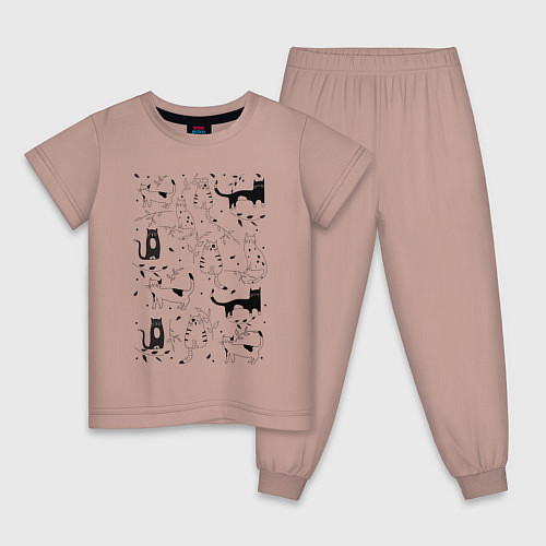 Детская пижама Cats Pattern / Пыльно-розовый – фото 1