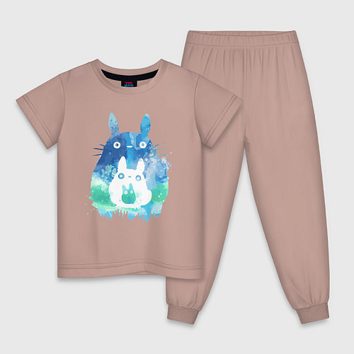 Детская пижама Семья кроликов Акварель / Пыльно-розовый – фото 1
