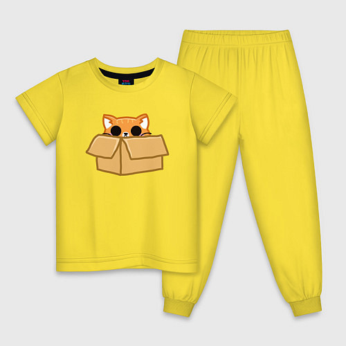 Детская пижама Котик в коробке / Желтый – фото 1