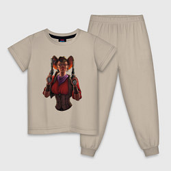 Пижама хлопковая детская Девочка ковбой, цвет: миндальный