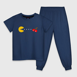 Пижама хлопковая детская Pac-man 8bit, цвет: тёмно-синий