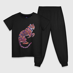 Пижама хлопковая детская Галактический тигр, цвет: черный