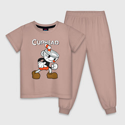 Пижама хлопковая детская Злая чашечка cuphead, цвет: пыльно-розовый