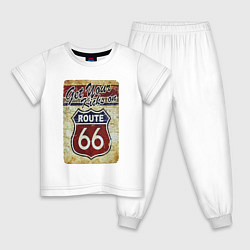 Пижама хлопковая детская Получи удовольствие от трассы 66!, цвет: белый