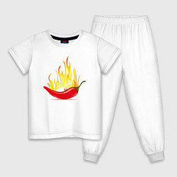 Пижама хлопковая детская Перец в огне, цвет: белый