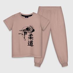 Пижама хлопковая детская JUDO БРОСОК, цвет: пыльно-розовый