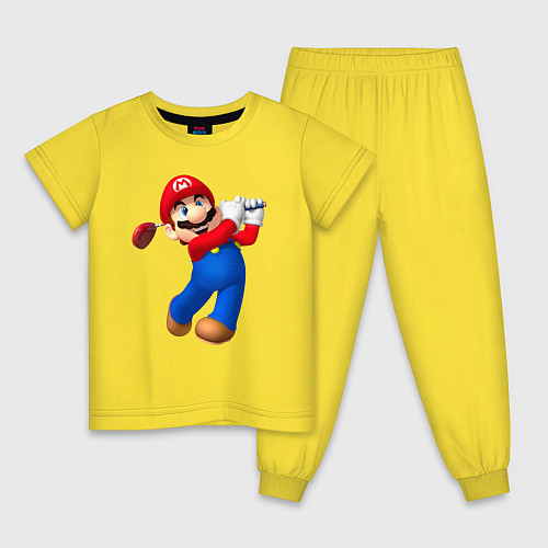Детская пижама Марио - крутейший гольфист Super Mario / Желтый – фото 1