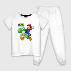Пижама хлопковая детская Mario and Yoshi Super Mario, цвет: белый
