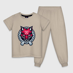 Пижама хлопковая детская Эмблема Кицунэ, цвет: миндальный