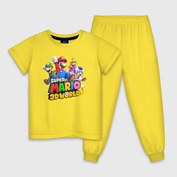 Пижама хлопковая детская Герои Super Mario 3D World Nintendo, цвет: желтый
