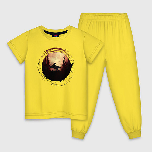 Детская пижама Бег с медведем под луной / Желтый – фото 1