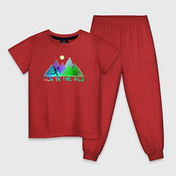 Пижама хлопковая детская Run in the Wild, цвет: красный
