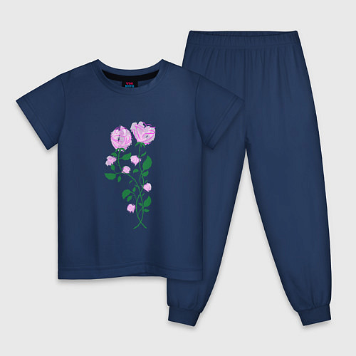 Детская пижама Влюблённые розы / Тёмно-синий – фото 1