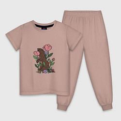 Пижама хлопковая детская ХОРЕК, цвет: пыльно-розовый