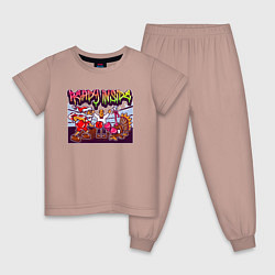 Пижама хлопковая детская Бокс Санты и Индюка, цвет: пыльно-розовый