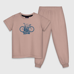 Пижама хлопковая детская Лисичка Байк Панк, цвет: пыльно-розовый