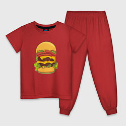 Пижама хлопковая детская Самый вкусный гамбургер, цвет: красный
