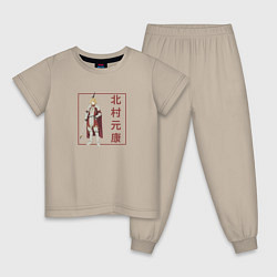 Пижама хлопковая детская Мотоясу Китамура, цвет: миндальный