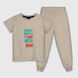 Пижама хлопковая детская In Love With BMW, цвет: миндальный