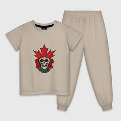 Пижама хлопковая детская Canada Skull, цвет: миндальный