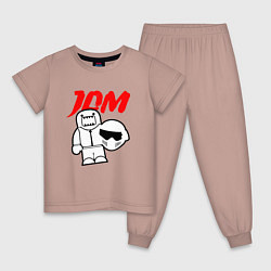 Пижама хлопковая детская JDM Japan Racer, цвет: пыльно-розовый