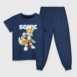Пижама хлопковая детская Майлз Тейлз Прауэр Sonic Видеоигра, цвет: тёмно-синий