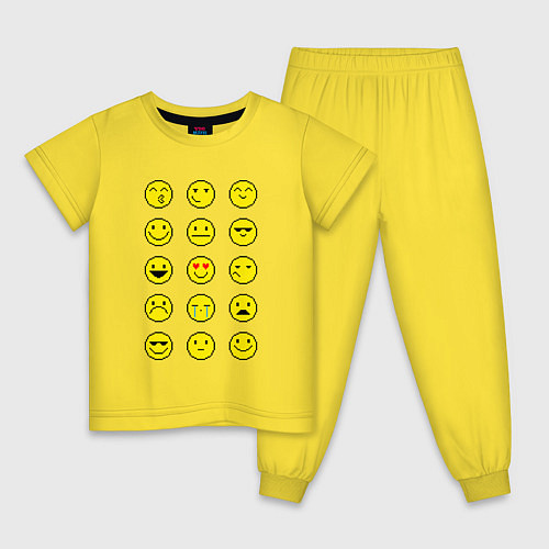 Детская пижама Pixel art emoticons 1 / Желтый – фото 1