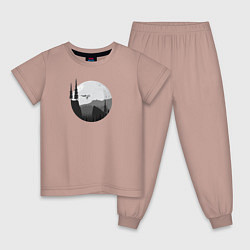 Пижама хлопковая детская Давай через овраг, цвет: пыльно-розовый