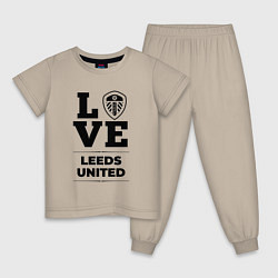 Пижама хлопковая детская Leeds United Love Классика, цвет: миндальный