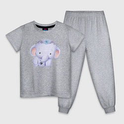 Пижама хлопковая детская Милый Слонёнок, цвет: меланж