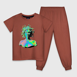 Пижама хлопковая детская Gorgon Medusa Vaporwave Neon, цвет: кирпичный