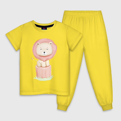 Детская пижама Милый Львёнок На Пеньке / Желтый – фото 1