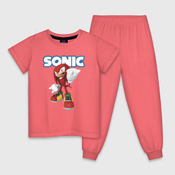 Пижама хлопковая детская Knuckles Echidna Sonic Video game Ехидна Наклз Вид, цвет: коралловый