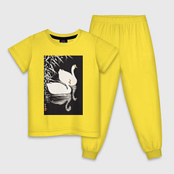 Пижама хлопковая детская White Chinese Geese Swimming by Reeds, цвет: желтый