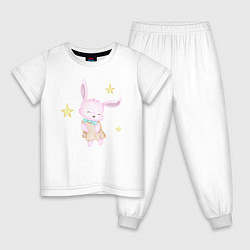 Пижама хлопковая детская Милый Крольчонок Танцует Со Звёздами, цвет: белый
