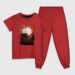 Пижама хлопковая детская Мтб стиль, цвет: красный