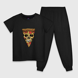 Пижама хлопковая детская Pizza - Skull, цвет: черный