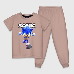 Пижама хлопковая детская Sonic the Hedgehog 2, цвет: пыльно-розовый