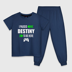 Пижама хлопковая детская I Paused Destiny To Be Here и зеленые стрелочки, цвет: тёмно-синий